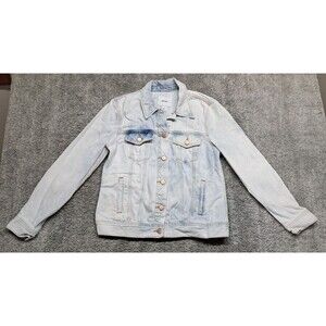 Old Navy Jean Jacket Womens Size Medium Buttons Denim Trucker Light Wash 90's
